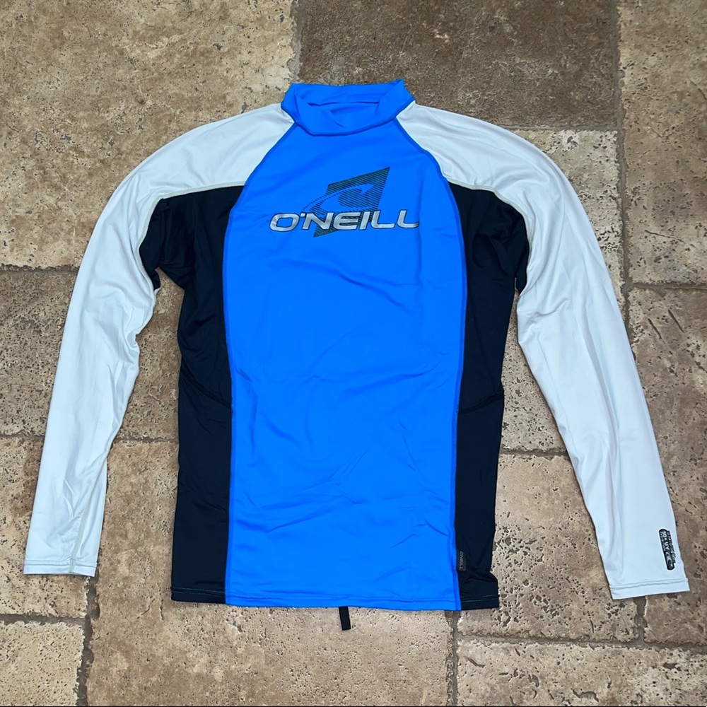 ONEIL blue black and grey long sleeve swim shirt size YL